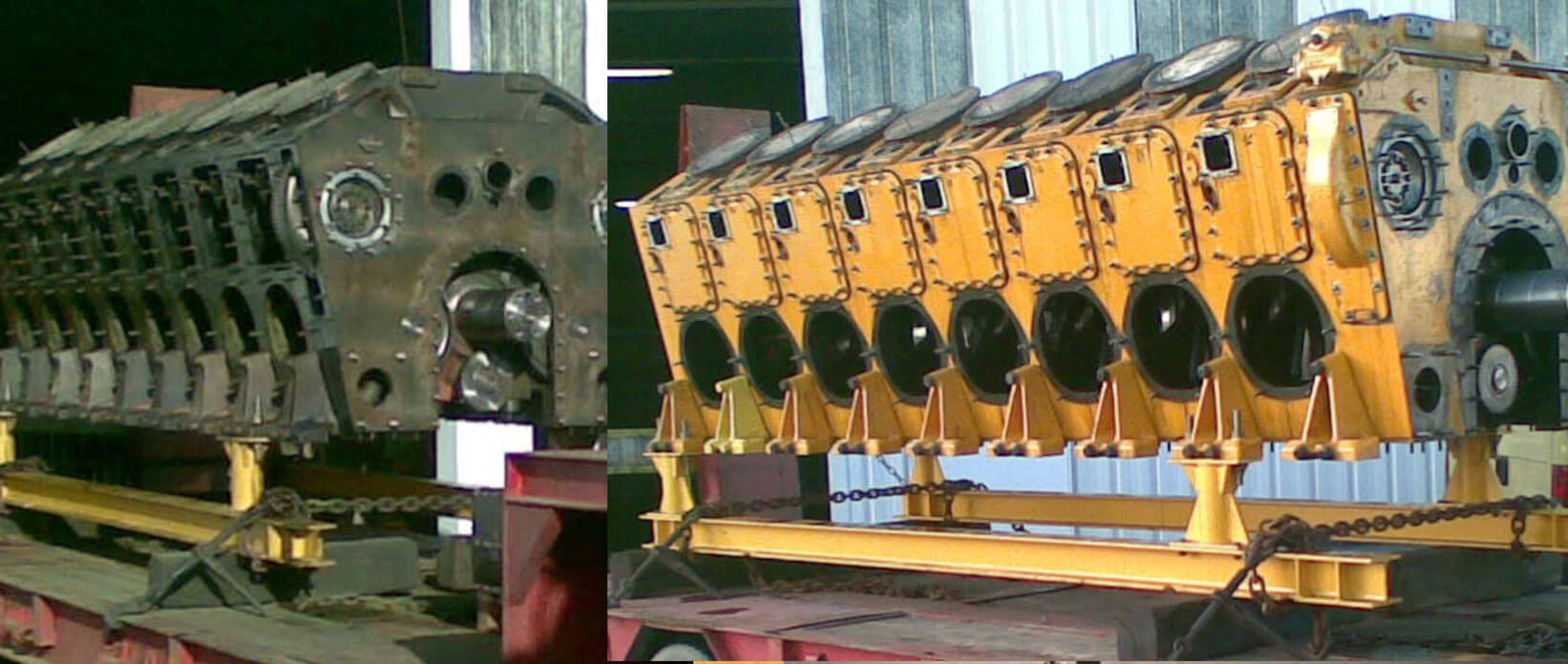 Vessel Engine Stripe off Paint Cleaning (Before & After)