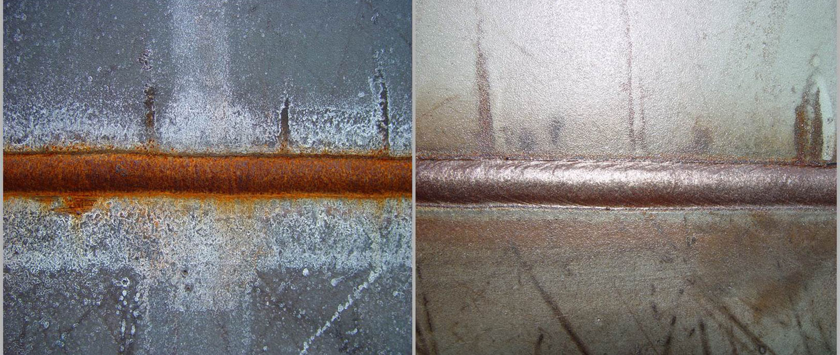 Vessel Welding Surface Rust Cleaning (Before & After)