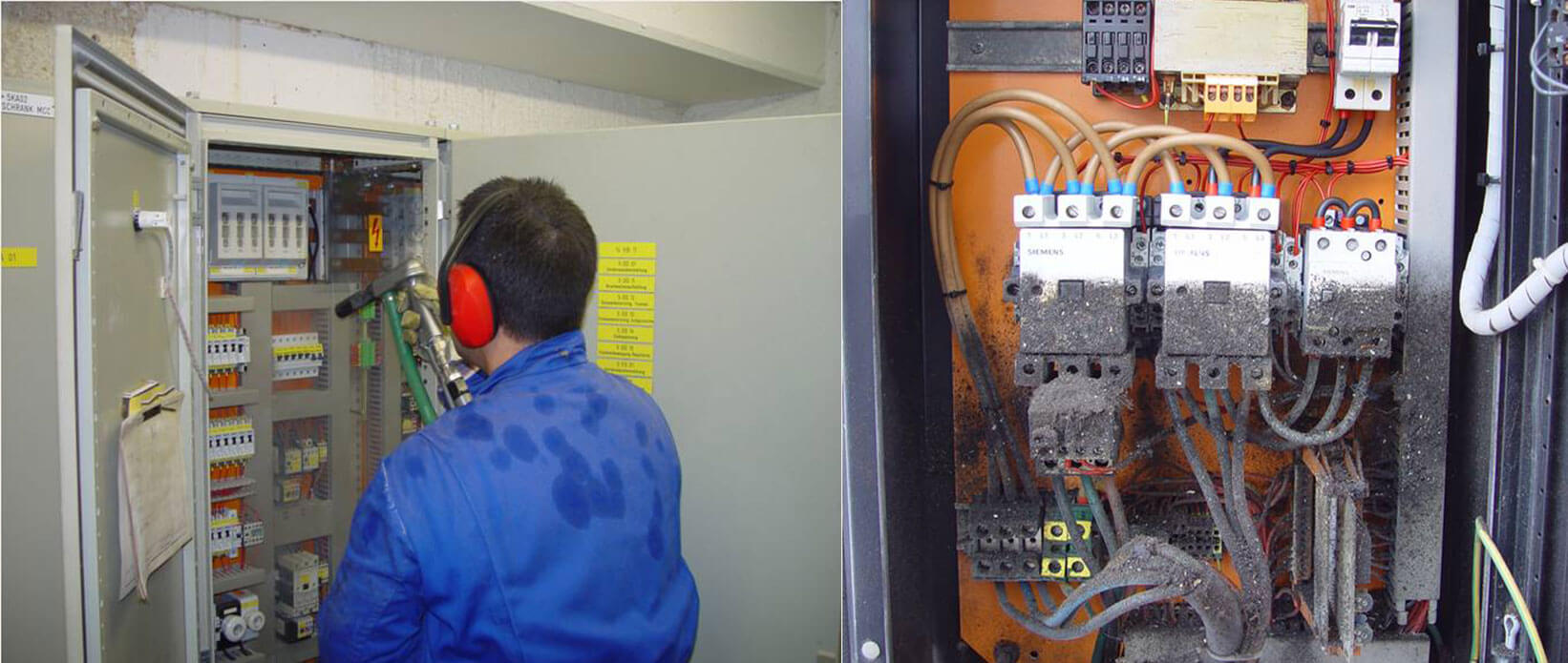 Electric Switchboards Under Power Cleaning (Before & After)