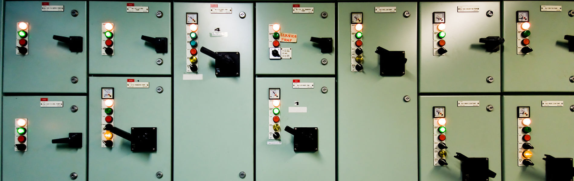 Buttons and control switches aboard modern dynamic positioning offshore vessel